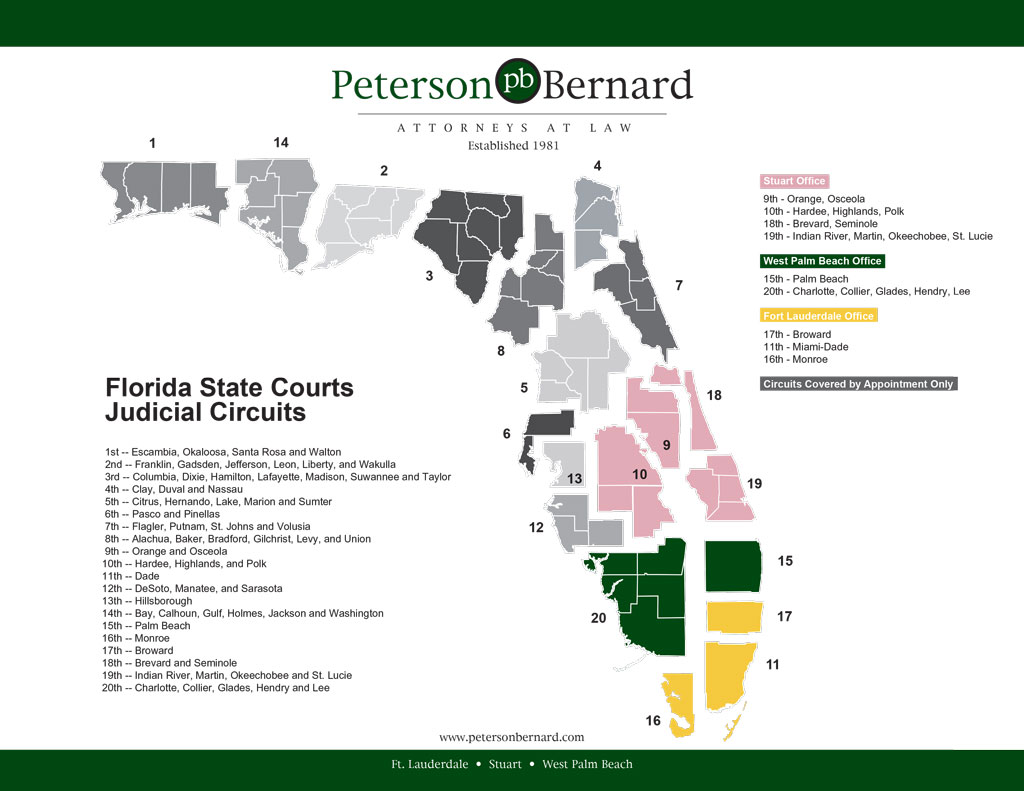 Peterson Bernard Florida map of office coverage Peterson Bernard Florida map of office coverage